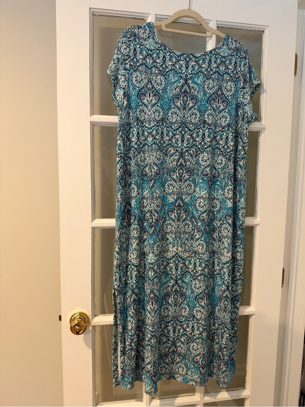 J.Jill Blue Paisley Short-Sleeve Women's Maxi Dress XLP